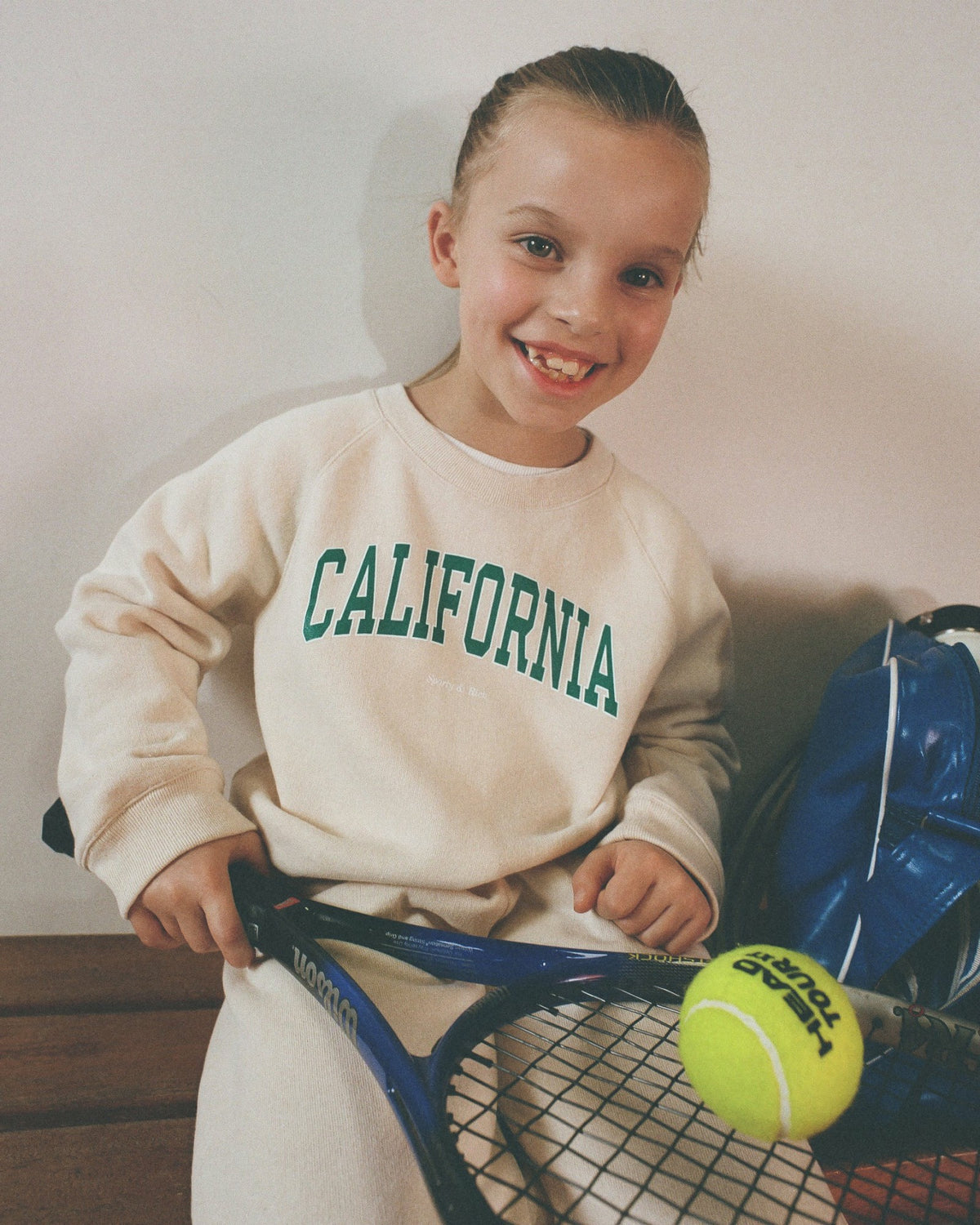 Sporty & Rich California Kids Crewneck - Cream/Spring Green