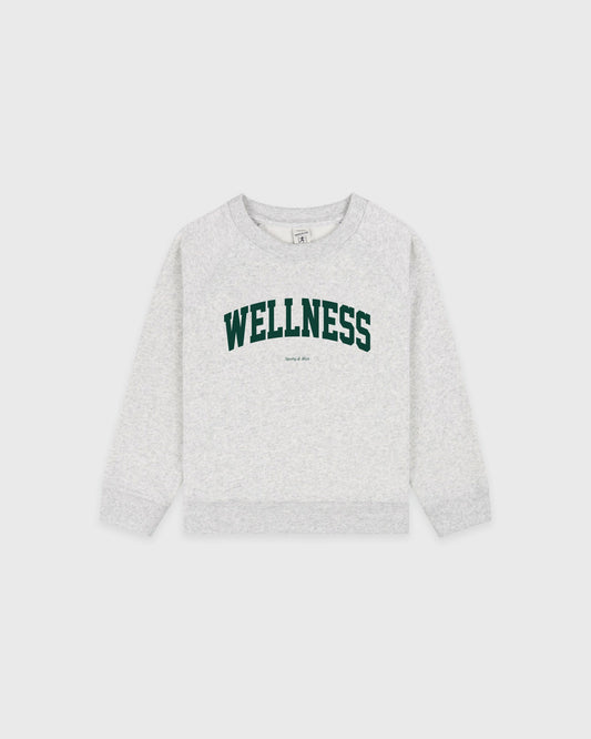 Sporty & Rich Wellness Ivy Kids Crewneck - Heather Gray/Forest