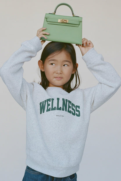 Sporty & Rich Wellness Ivy Kids Crewneck - Heather Gray/Forest