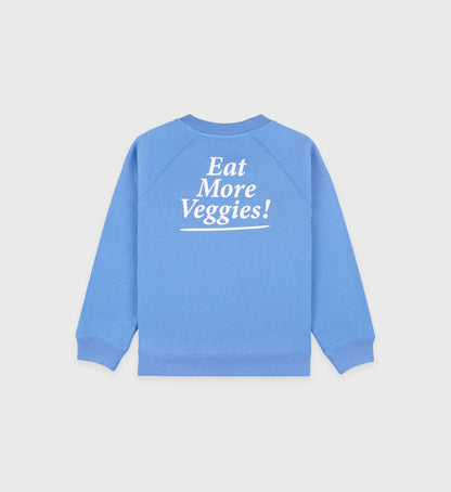 Sporty & Rich Eat More Veggies Kids Crewneck - Juniper/White