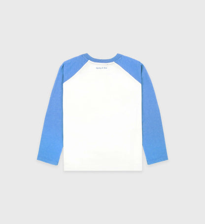 Sporty & Rich Be Nice Kids Baseball Tee - White/Juniper