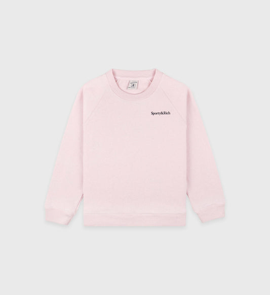 Sporty & Rich Eat More Veggies Kids Crewneck - Pink Dolphin/Navy