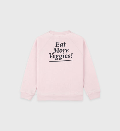 Sporty & Rich Eat More Veggies Kids Crewneck - Pink Dolphin/Navy