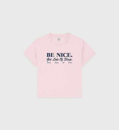 Sporty & Rich Be Nice Kids T-Shirt - Pink Dolphin/Navy