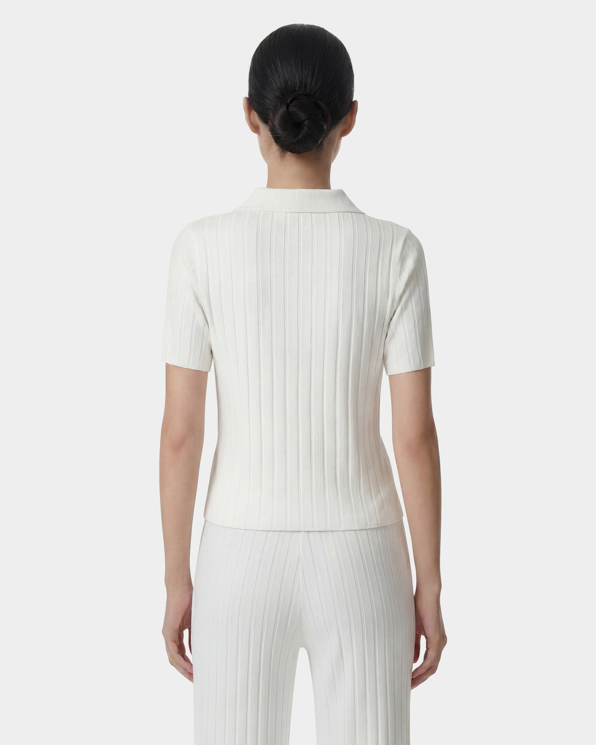Sporty & Rich SRC Ribbed Polo - Ecru/Navy