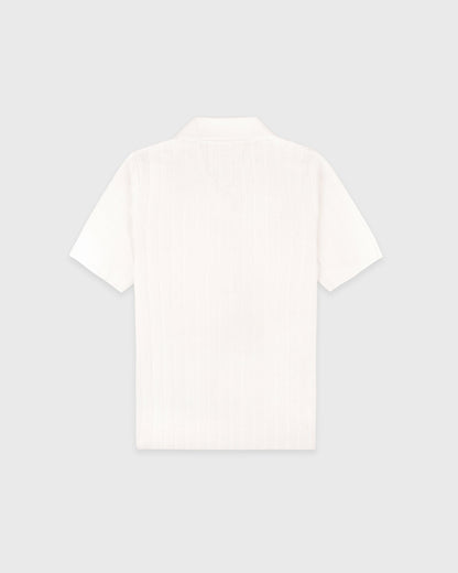 Sporty & Rich SRC Ribbed Polo - Ecru/Navy