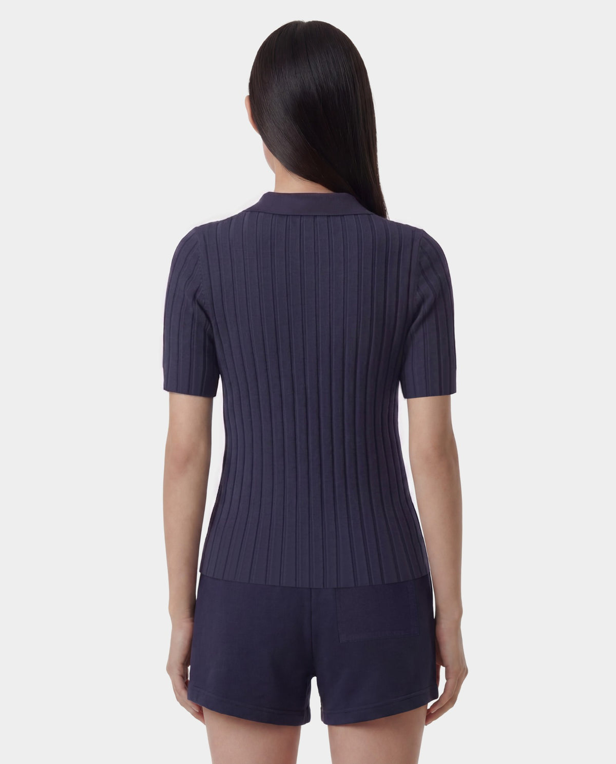Sporty & Rich SRC Ribbed Polo - Dark Navy/White