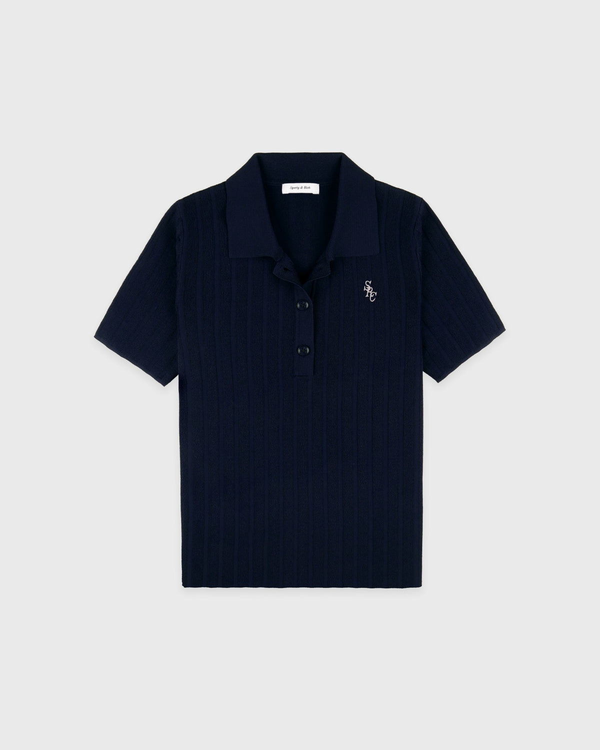 Sporty & Rich SRC Ribbed Polo - Dark Navy/White