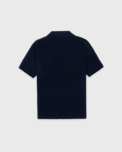 Sporty & Rich SRC Ribbed Polo - Dark Navy/White