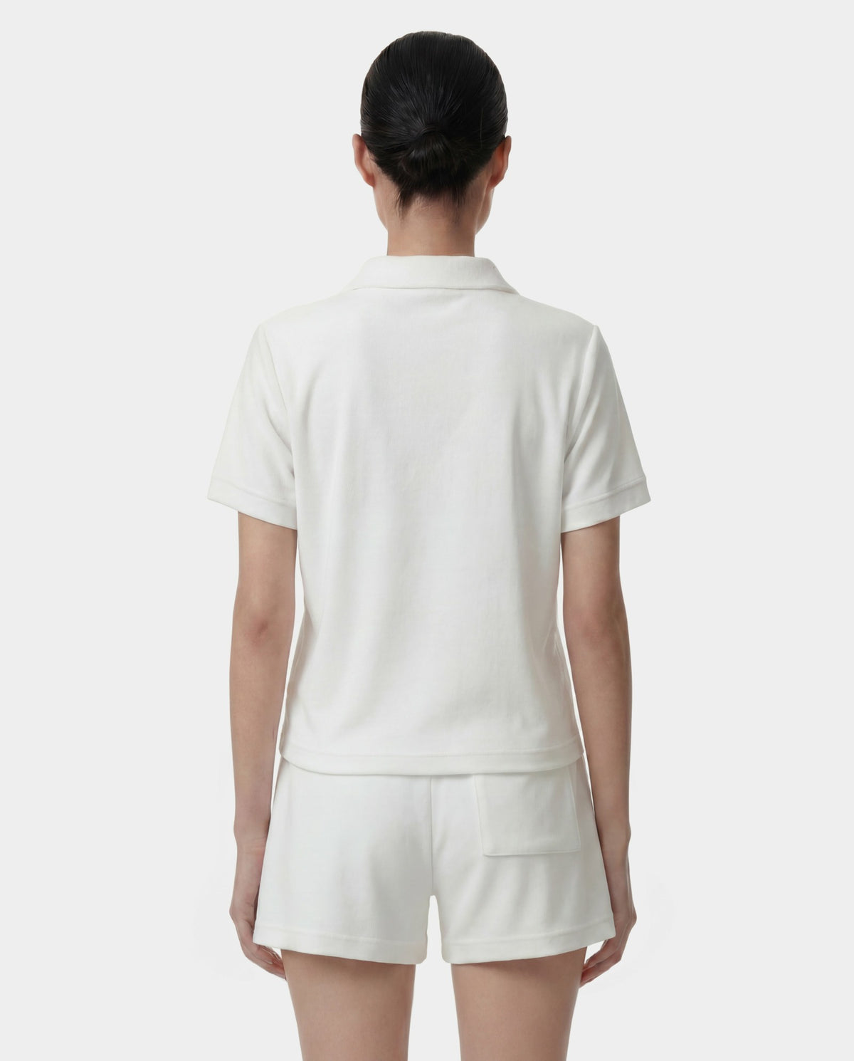 Sporty & Rich Signature Logo Terry Polo - White/Light Navy