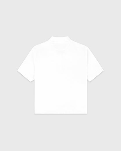 Sporty & Rich Signature Logo Terry Polo - White/Light Navy