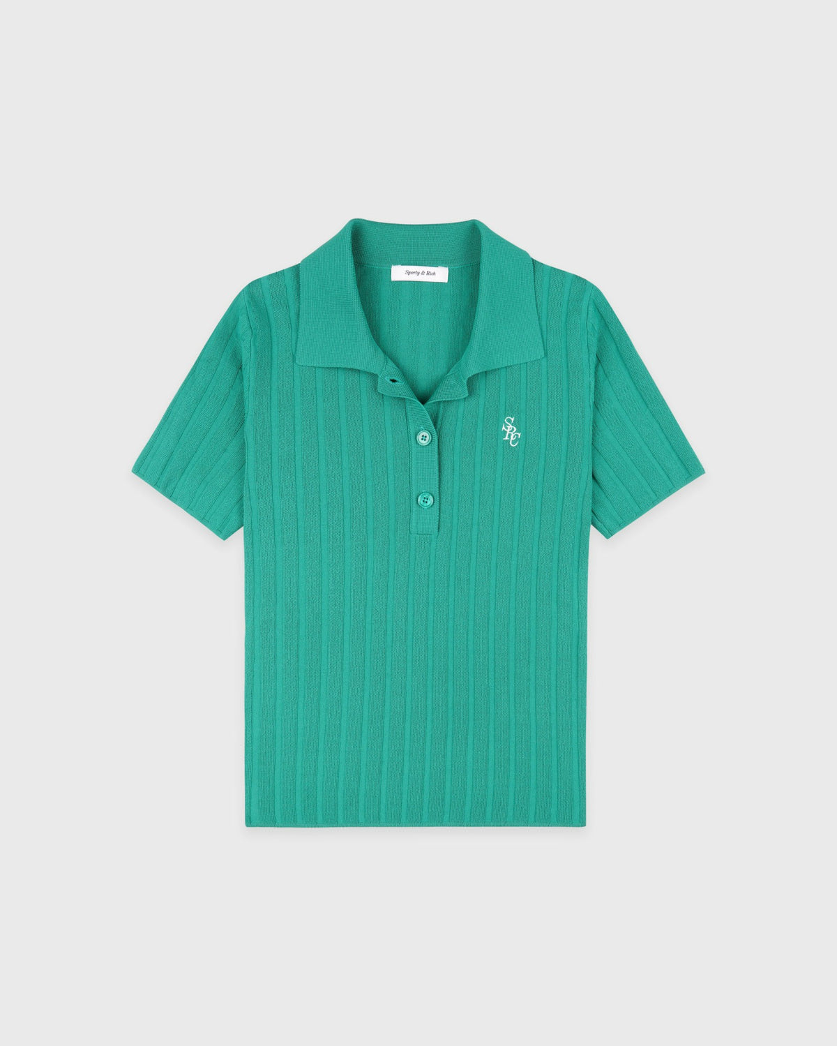 Sporty & Rich SRC Ribbed Polo - Amalfi Green/White