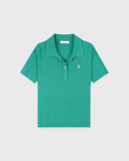 Sporty & Rich SRC Ribbed Polo - Amalfi Green/White