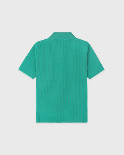 Sporty & Rich SRC Ribbed Polo - Amalfi Green/White