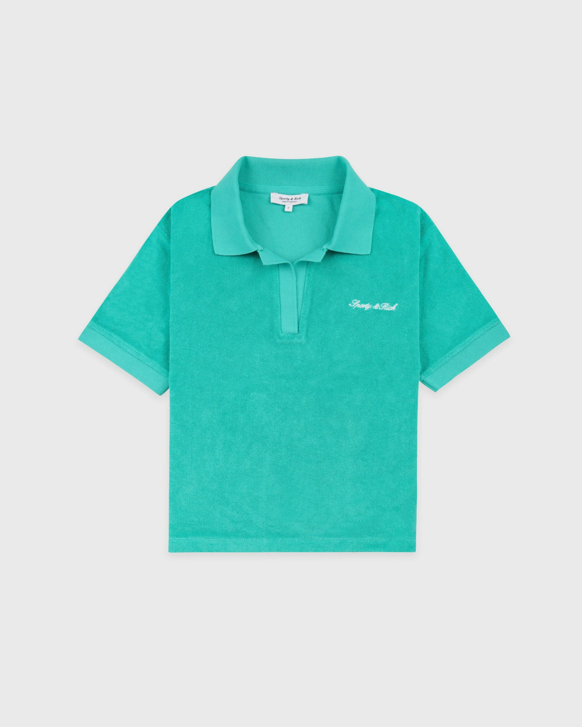 Sporty & Rich Signature Logo Terry Polo - Amalfi Green/White