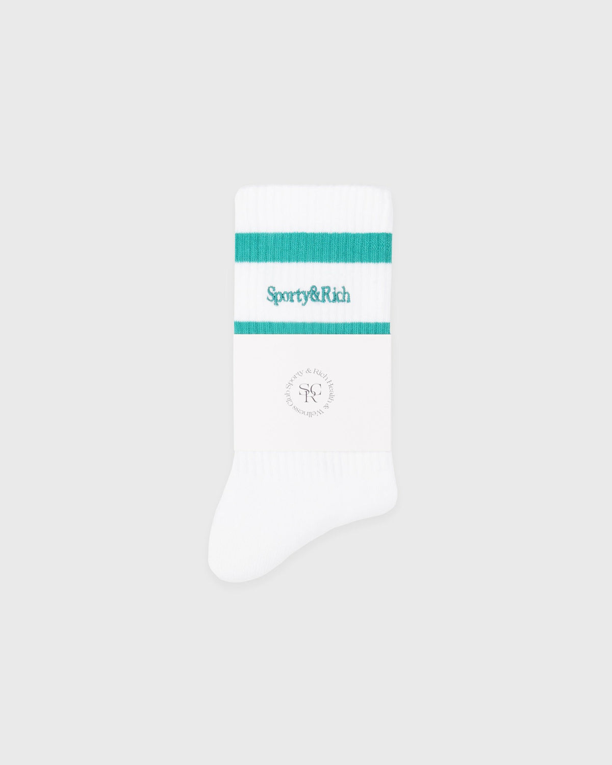 Sporty & Rich Serif Logo Socks - White/Amalfi Green