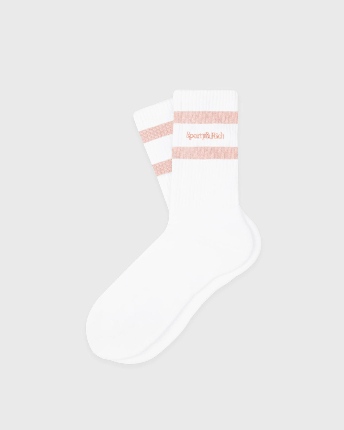 Sporty & Rich Serif Logo Socks - White/Flamingo