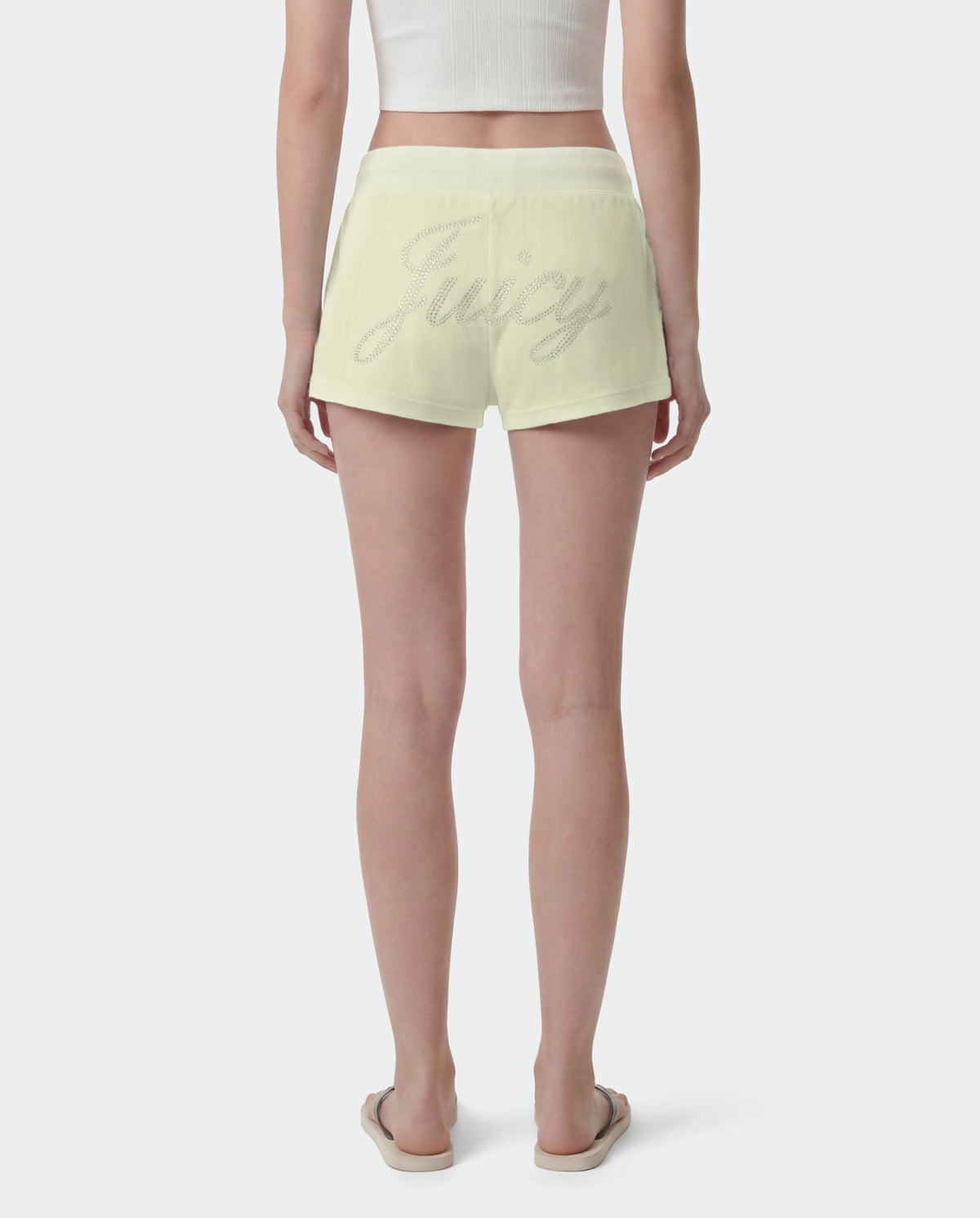 Sporty & Rich Juicy Script Velour Short - Sage