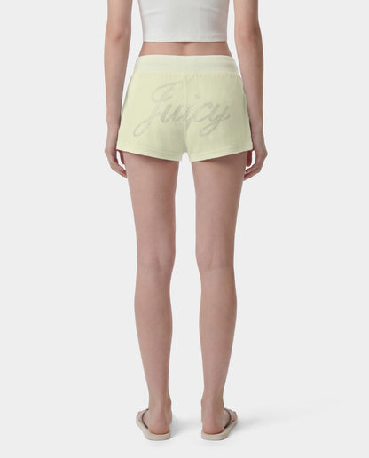 Sporty & Rich Juicy Script Velour Short - Sage