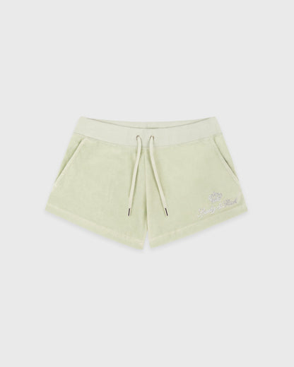 Sporty & Rich Juicy Script Velour Short - Sage