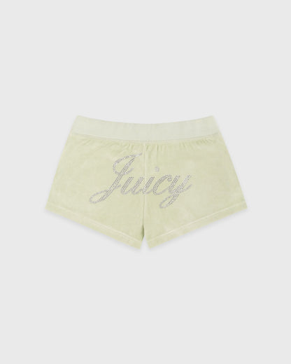 Sporty & Rich Juicy Script Velour Short - Sage