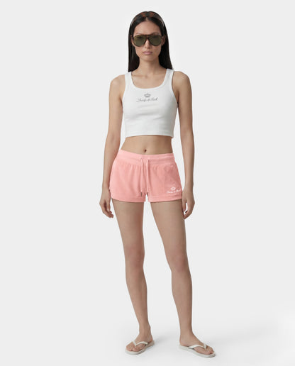 Sporty & Rich Juicy Script Velour Short - Rose