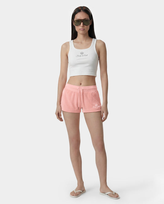 Sporty & Rich Juicy Script Velour Short - Rose