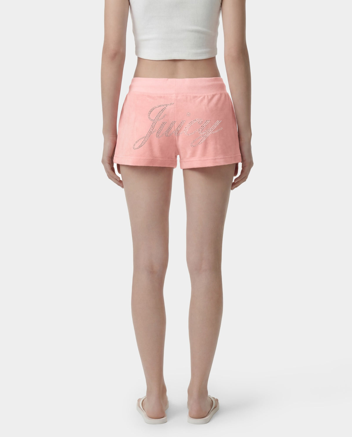 Sporty & Rich Juicy Script Velour Short - Rose