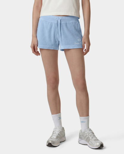 Sporty & Rich Juicy Script Velour Short - Sky Blue