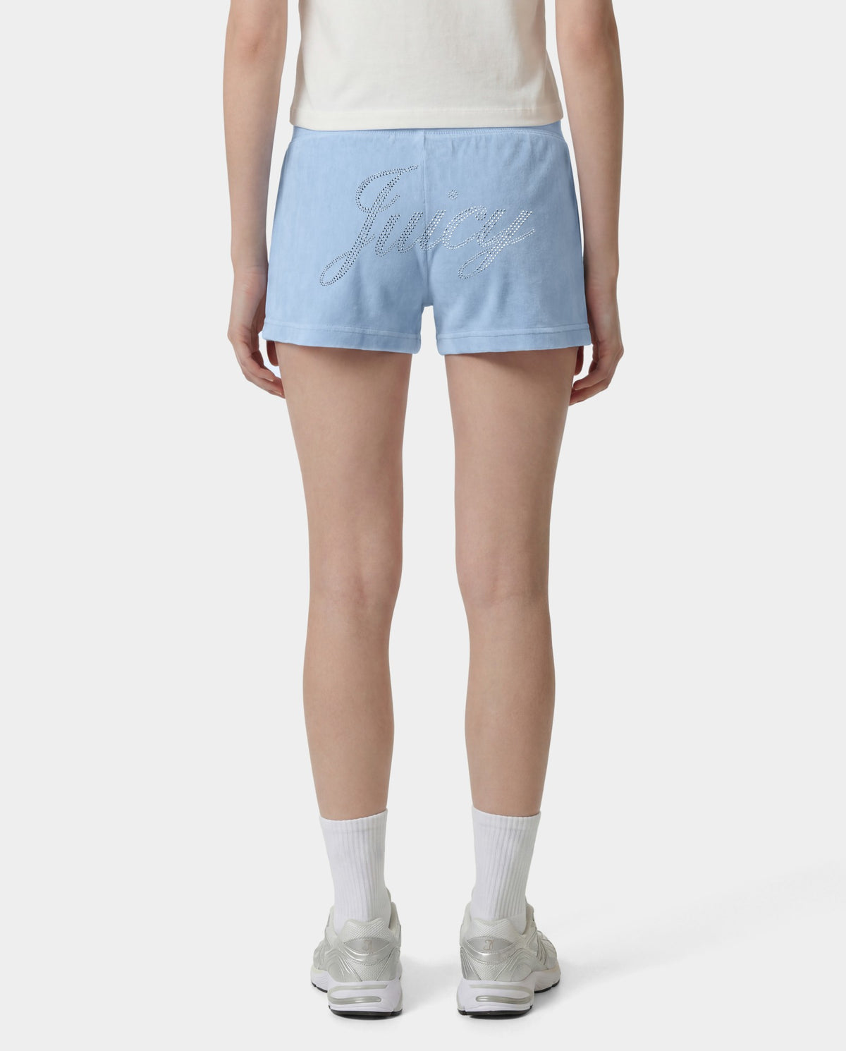 Sporty & Rich Juicy Script Velour Short - Sky Blue