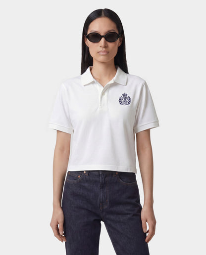 Sporty & Rich NY Crest Pique Polo - White