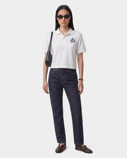 Sporty & Rich NY Crest Pique Polo - White