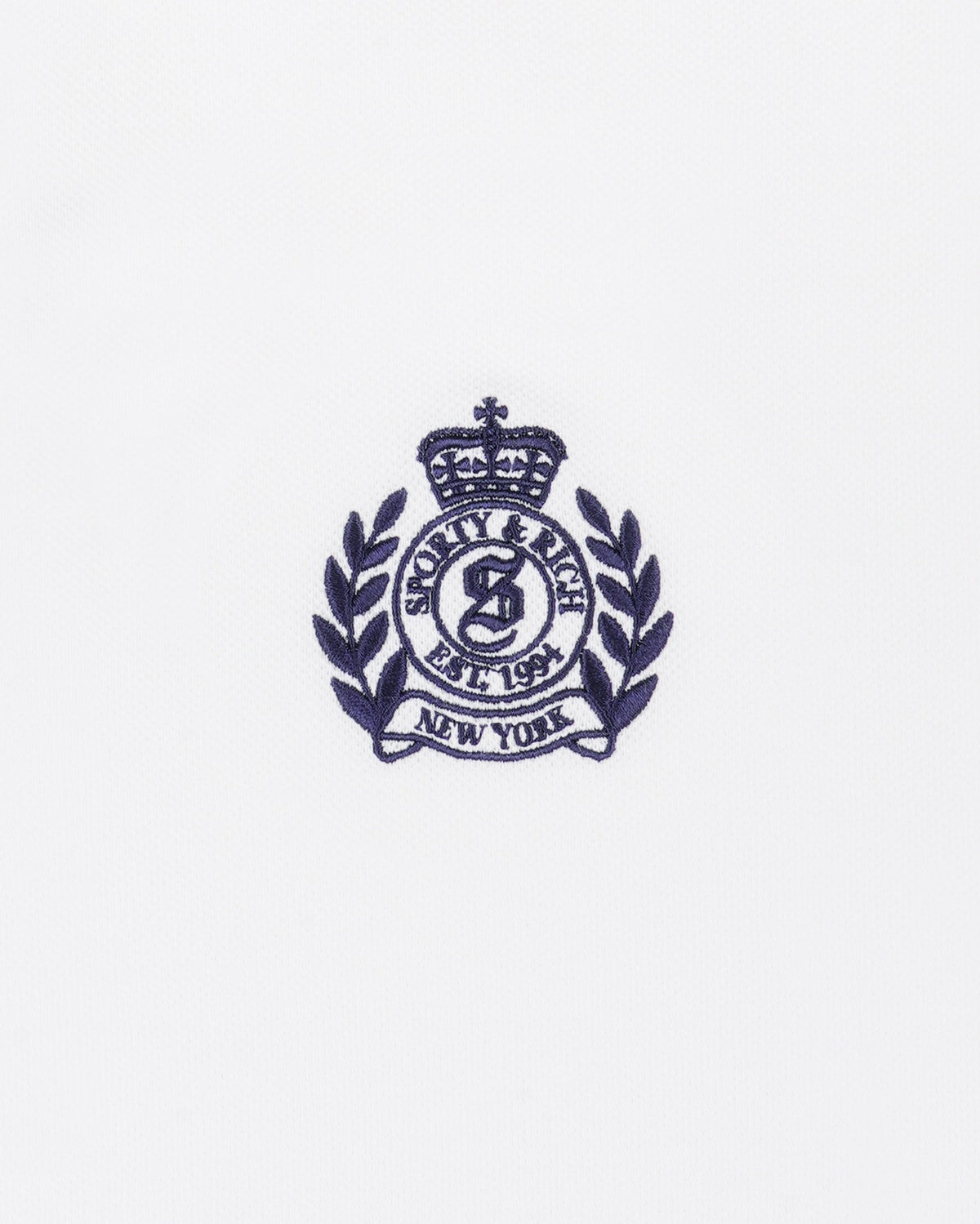 Sporty & Rich NY Crest Pique Polo - White