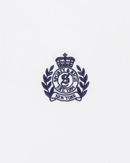Sporty & Rich NY Crest Pique Polo - White