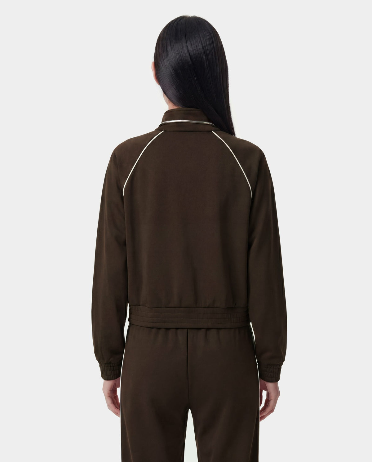 Sporty & Rich Serif Logo Retro Track Jacket - Cioco/White