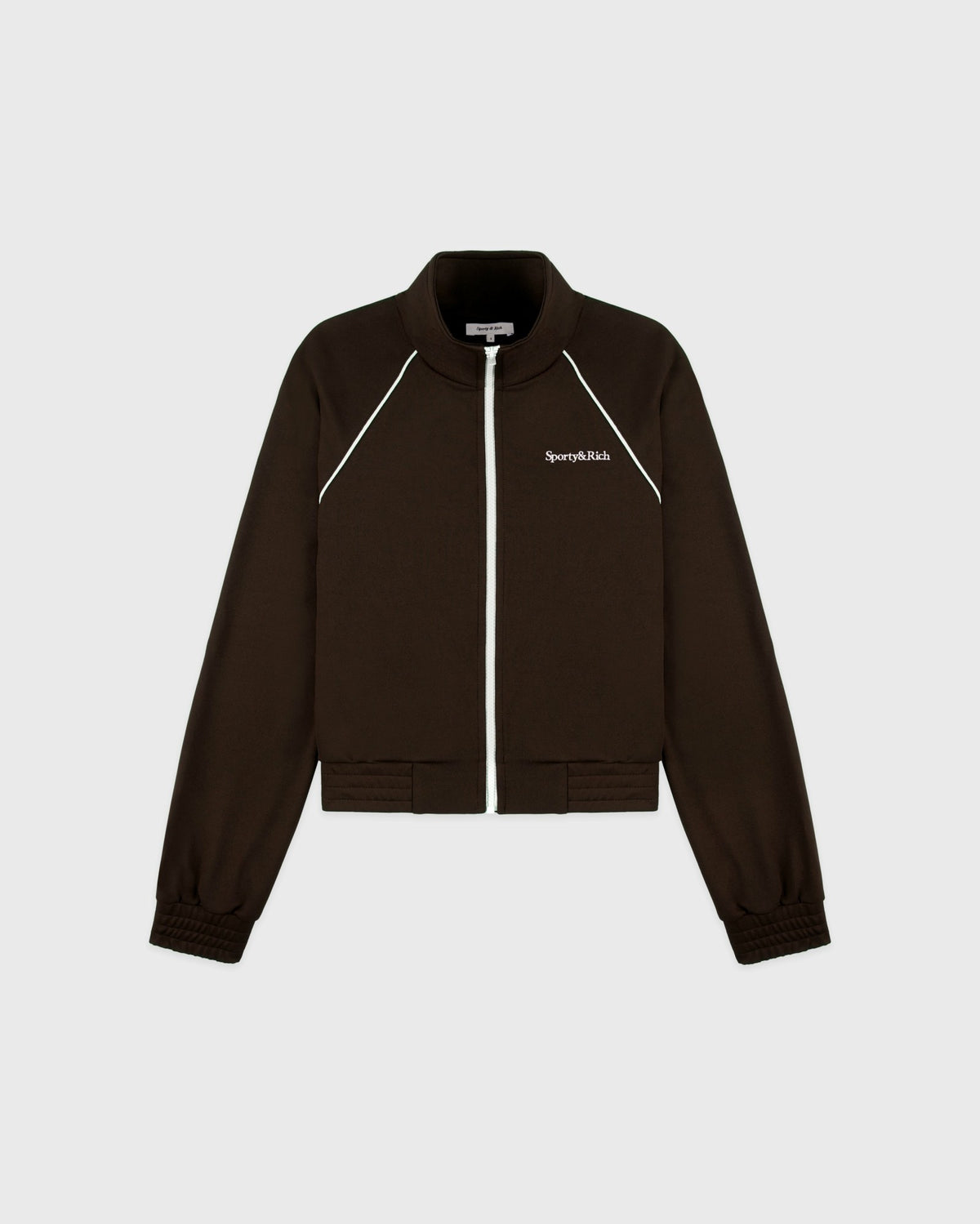 Sporty & Rich Serif Logo Retro Track Jacket - Cioco/White