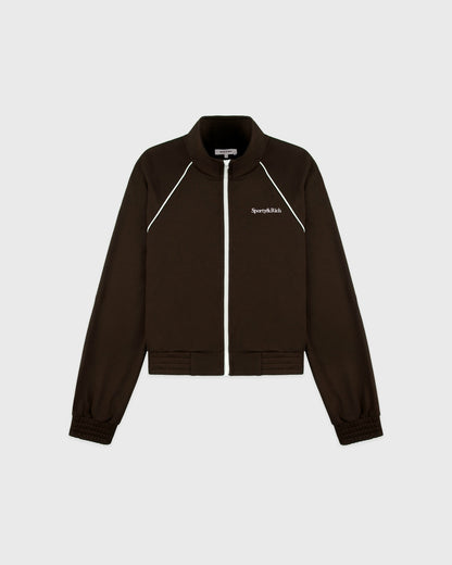 Sporty & Rich Serif Logo Retro Track Jacket - Cioco/White