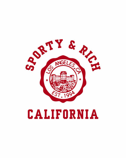 Sporty & Rich California Emblem Soft Ringer Tee - White/Ruby