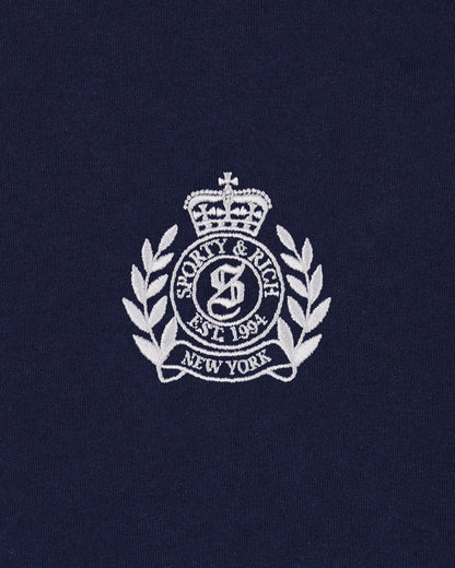 Sporty & Rich NY Crest Embroidered Disco Short - Dark Navy