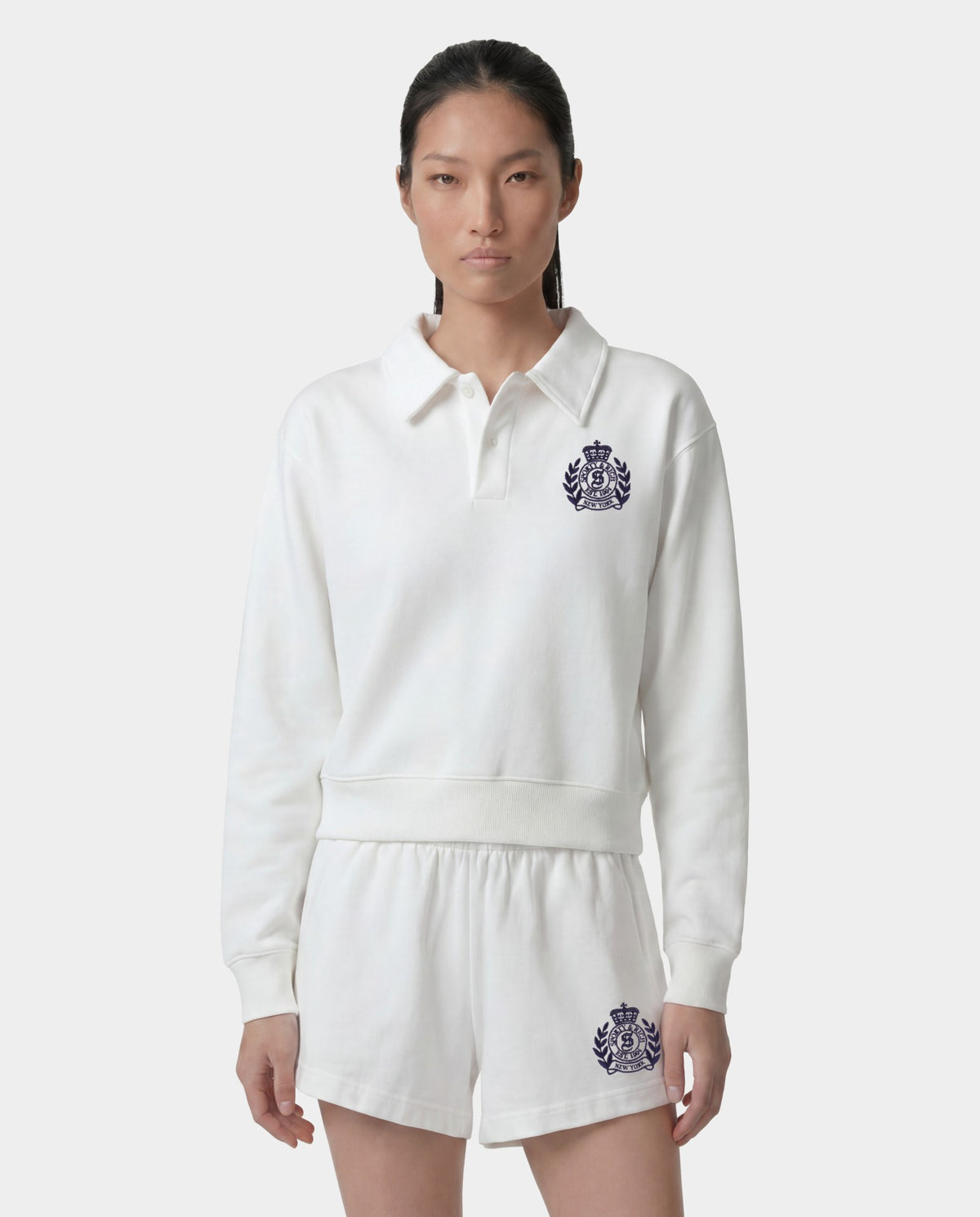 Sporty & Rich NY Crest Embroidered Polo - White