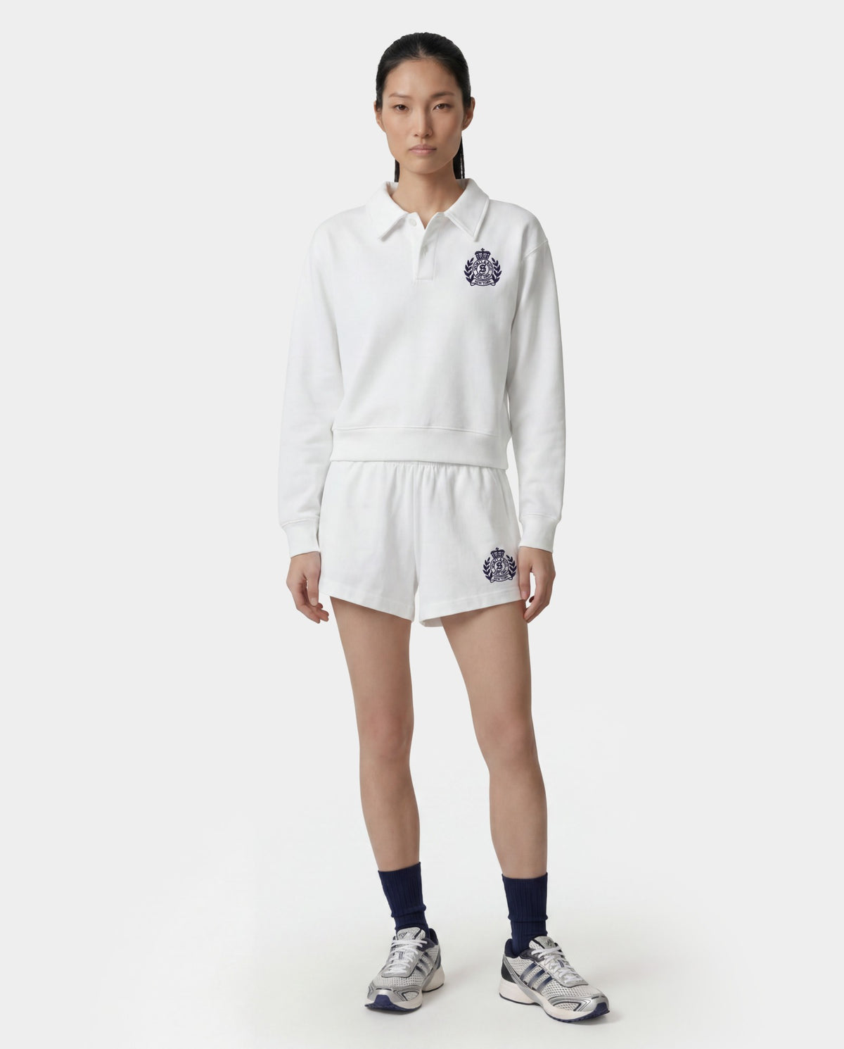 Sporty & Rich NY Crest Embroidered Polo - White