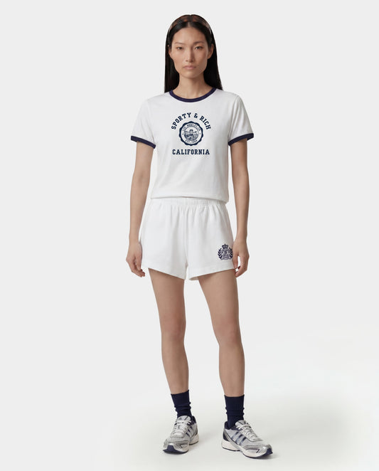 Sporty & Rich NY Crest Embroidered Disco Short - White