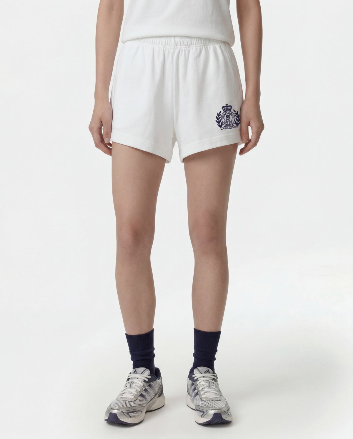 Sporty & Rich NY Crest Embroidered Disco Short - White