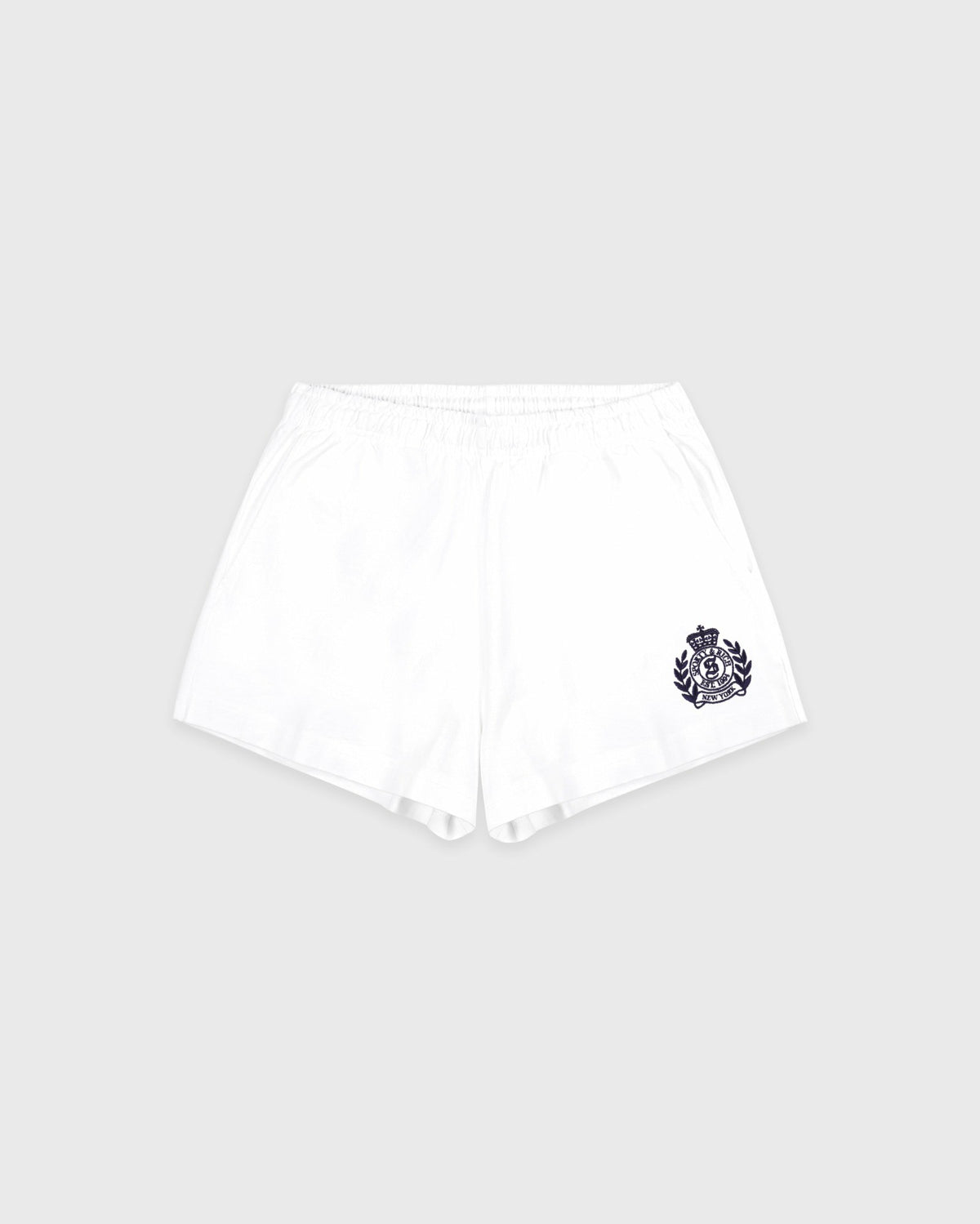 Sporty & Rich NY Crest Embroidered Disco Short - White
