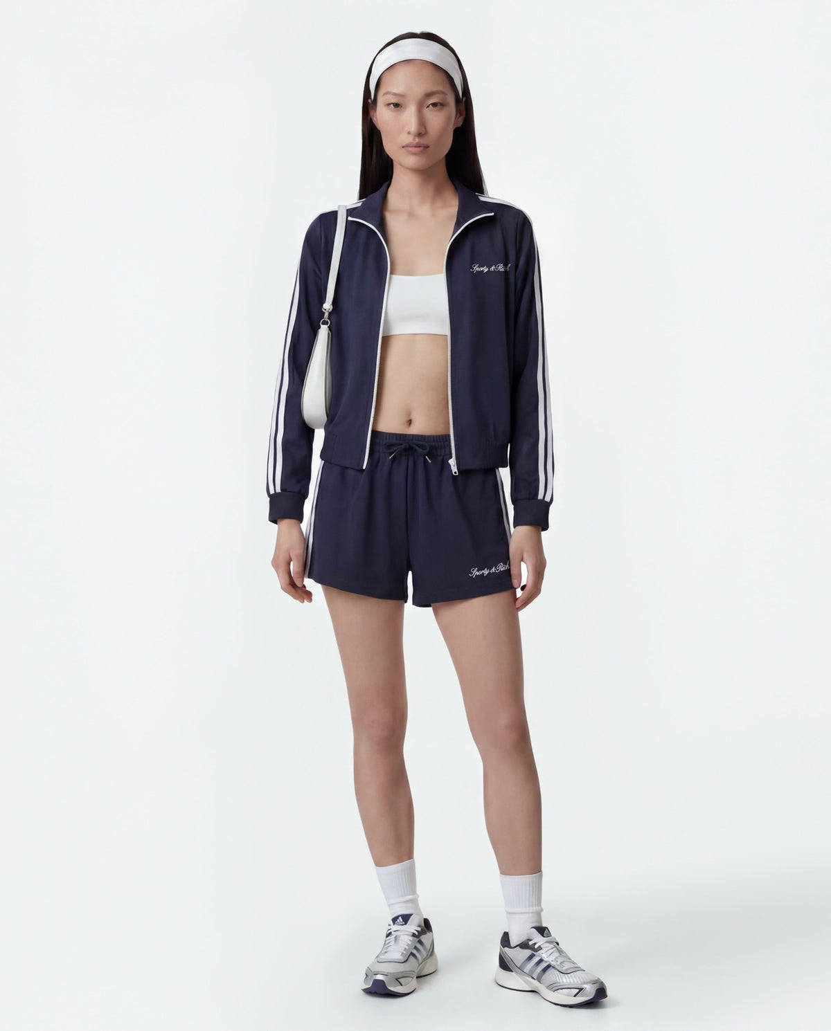 Sporty & Rich Signature Logo Retro Track Short - Dark Navy