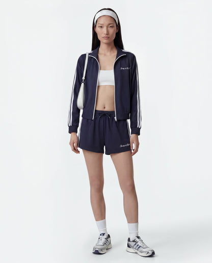 Sporty & Rich Signature Logo Retro Track Short - Dark Navy
