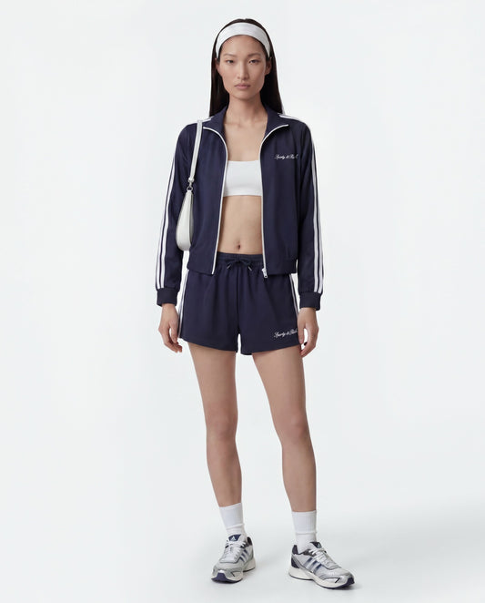 Sporty & Rich Signature Logo Retro Track Short - Dark Navy