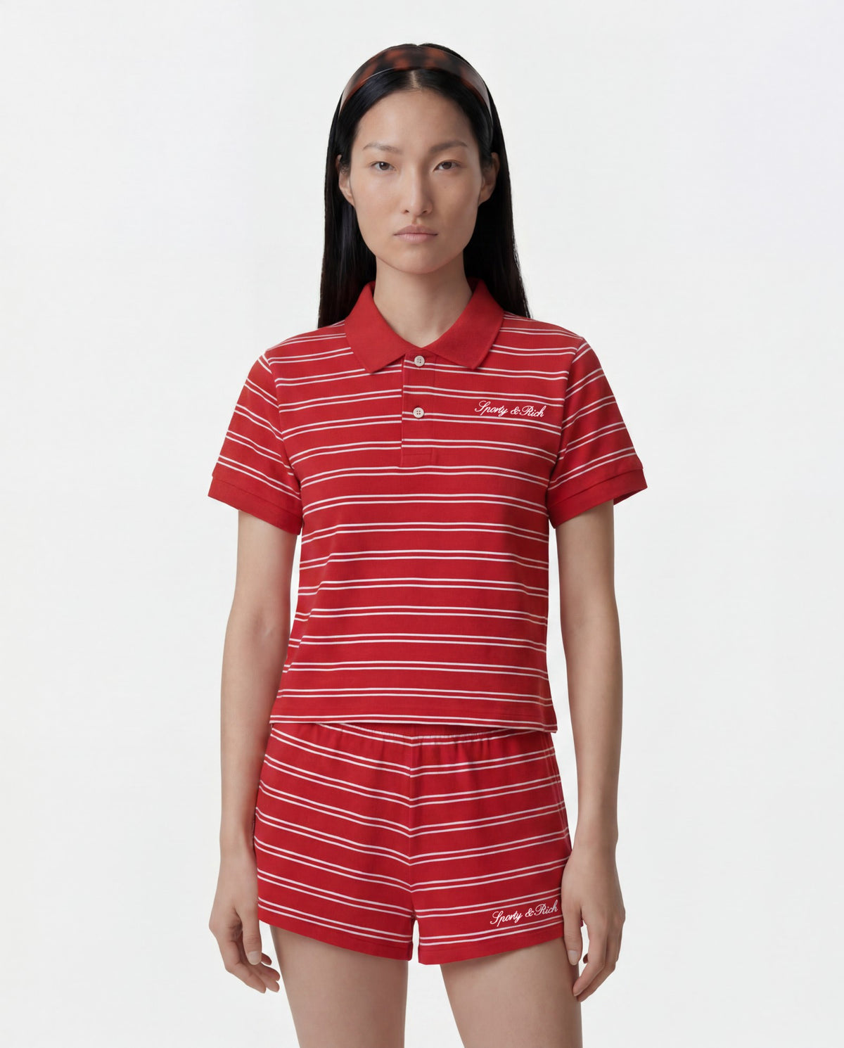 Sporty & Rich Signature Logo Polo - Ruby