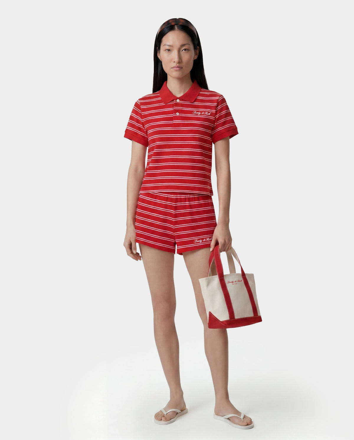 Sporty & Rich Signature Logo Polo - Ruby
