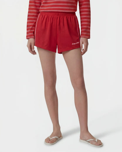 Sporty & Rich Signature Logo Retro Track Short - Ruby